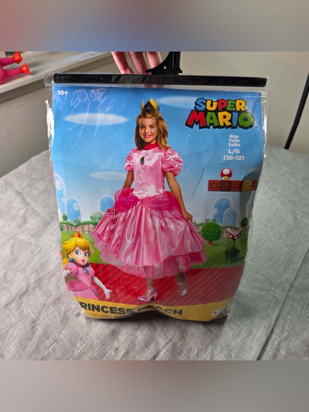 Super Mario Princess Peach Costume Kids Large 10-12 Deluxe Dress Petticoat Crown